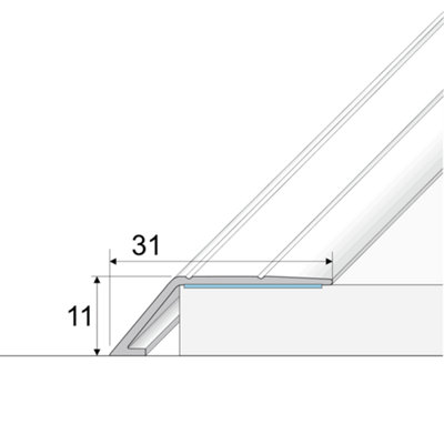 A45 31mm Anodised Aluminium Self Adhesive Door Threshold Ramp Profile - Silver, 0.9m