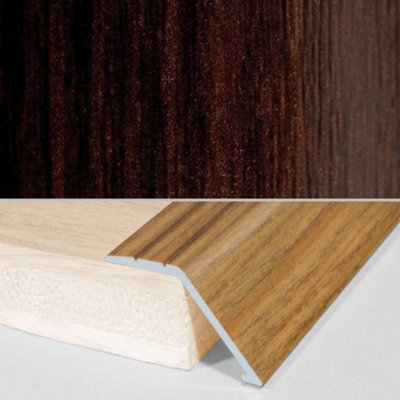 A47 41mm Aluminium Wood Effect Self Adhesive Door Threshold Ramp Profile - African Ebony, 0.9m