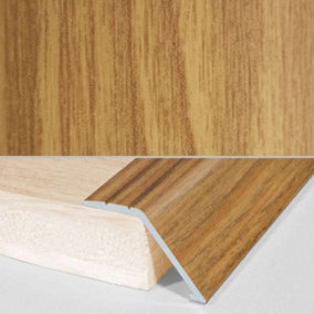 A47 41mm Aluminium Wood Effect Self Adhesive Door Threshold Ramp Profile - Amber Oak, 0.9m