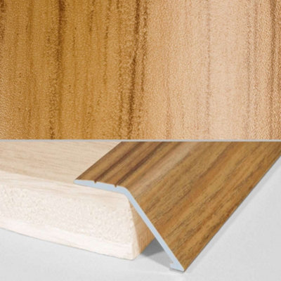 A47 41mm Aluminium Wood Effect Self Adhesive Door Threshold Ramp Profile - Hickory, 0.9m