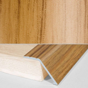 A47 41mm Aluminium Wood Effect Self Adhesive Door Threshold Ramp Profile - Hickory, 0.9m