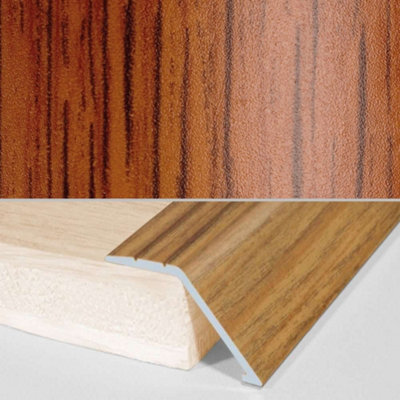 A47 41mm Aluminium Wood Effect Self Adhesive Door Threshold Ramp Profile - Mahogany, 0.9m