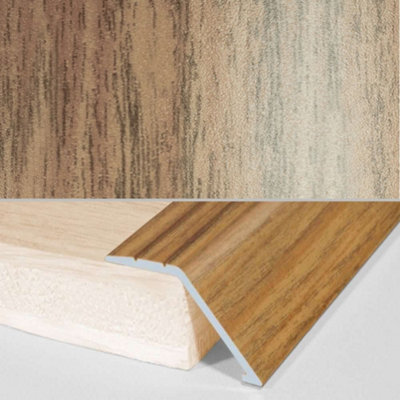 A47 41mm Aluminium Wood Effect Self Adhesive Door Threshold Ramp Profile - Merbau, 0.9m