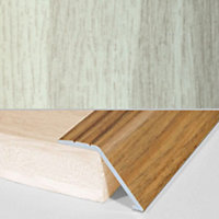 A47 41mm Aluminium Wood Effect Self Adhesive Door Threshold Ramp Profile - White Oak, 0.9m