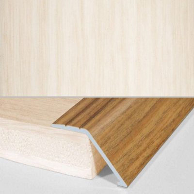 A47 41mm Aluminium Wood Effect Self Adhesive Door Threshold Ramp Profile - White Pine, 0.9m