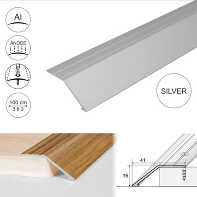 A47 41mm Anodised Aluminium Door Threshold Ramp Profile - Silver, 1.0m