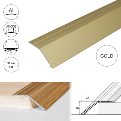 A47 41mm Anodised Aluminium Self Adhesive Door Threshold Ramp Profile - Gold, 0.9m