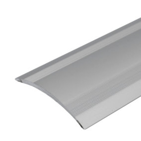 A49 61mm Anodised Aluminium Self Adhesive Door Threshold Ramp Profile - Silver, 1.0m