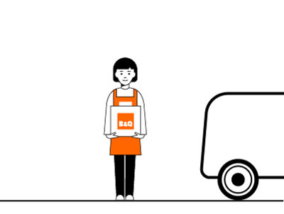 Standard delivery icon showing person holding small B&Q item