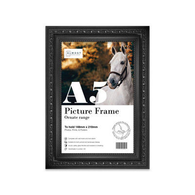 A5 Black Ornate Picture Frame (21 x 14.7cm) Poster, Photo, Artwork, Gallery Wall or Print