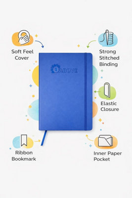 A5 Blue Soft-Touch Hardback Lined Notebook, 160 Pages