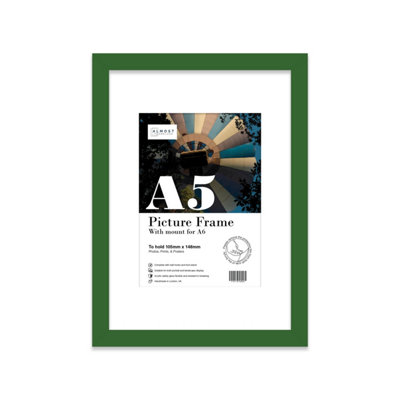 A5 Green Picture Frame With Mount for A6 (10.5 x 14.8cm - 4.1 x 5.8in ...