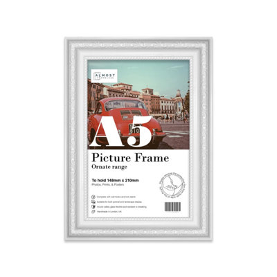 a5-white-ornate-picture-frame-21-x-14-7cm-poster-photo-artwork