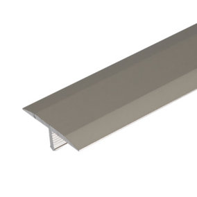 A54 13mm Anodised Aluminium Threshold Trim T Bar Transition Strip For Tiles - Inox, 1.0m