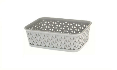 Curver Rattan Style Basket with Lid, Grey, Small