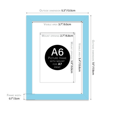 A6 Light Blue Frame With Mount for A7 Pictures 20mm Slim Edge Portrait ...
