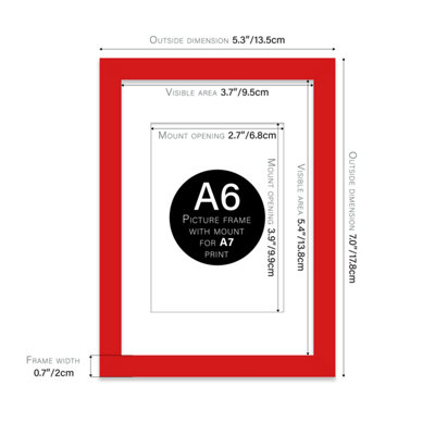 A6 Red Frame With Mount for A7 Pictures 20mm Thin Edge Portrait and ...
