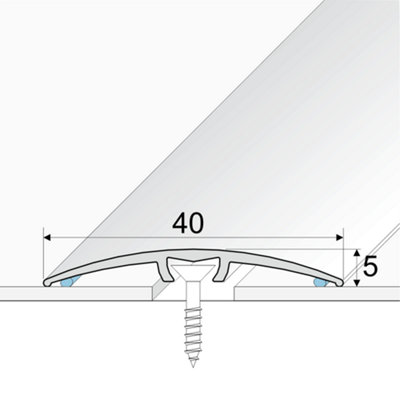 A64 40mm Anodised Aluminium Door Threshold Strip - Inox, 0.93m