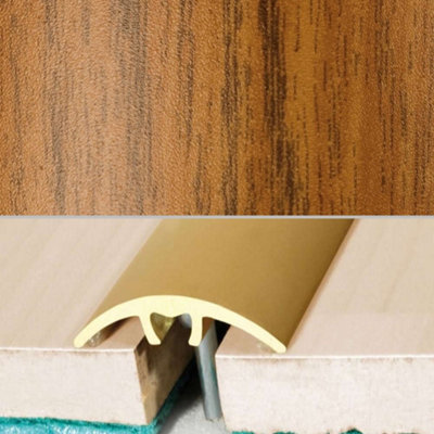 A66 32mm Aluminium Wood Effect Door Threshold Strip - Chestnut, 0.93m