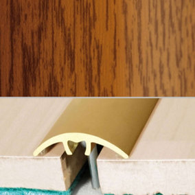 A66 32mm Aluminium Wood Effect Door Threshold Strip - Golden Oak, 0.93m