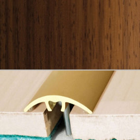 A66 32mm Aluminium Wood Effect Door Threshold Strip - Indian Teak, 0.93m