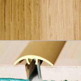 A66 32mm Aluminium Wood Effect Door Threshold Strip - Oak, 0.93m