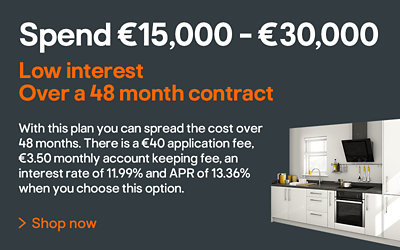 Spend €15,000 - €30,000. Low interest, over a 48 month contract. With this plan you can spread the cost over 48 months. There is a €40 application fee, €3.50 monthly account keeping fee, an interest rate of 11.99% and APR of 13.36% when you choose this option. Shop now.
