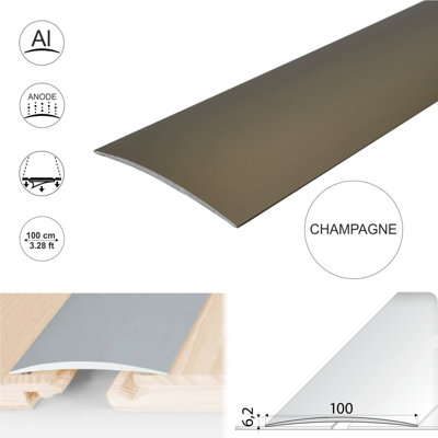 A72 100mm Anodised Aluminium Self Adhesive Door Threshold Strip - Champagne