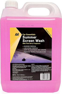 AA 5L Summer Screenwash with Pink Berry Fragrance - Low Smear formula