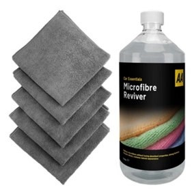 AA Microfibre Reviver and Softener 1 Litre Concentrate with 5 x Microfibre Cloths