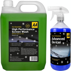 AA Winter High Performance Screenwash 5L + 1L Advanced Deicer, Screenwash Effective down to -10