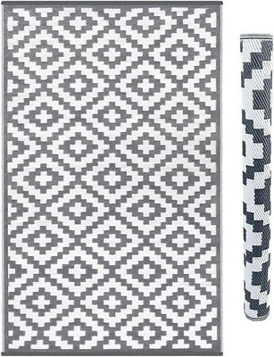 AAMEN Garden Patio Deck Picnic- Waterproof Straws Reversible Non Fading Plastic Rug