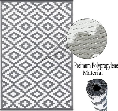 AAMEN Garden Patio Deck Picnic- Waterproof Straws Reversible Non Fading Plastic Rug