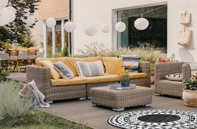 AAMEN Garden Portable Plastic Outdoor Round Rug - Black