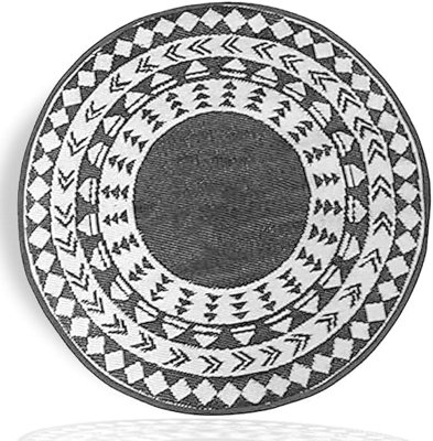 AAMEN Garden Portable Plastic Outdoor Round Rug - Grey