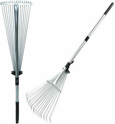 AAMEN Garden Telescopic Adjustable Leaf Rake Artificial Grass Soil Rake