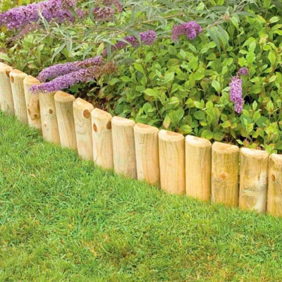 AAMEN Pack of 4 X1M Log Wooden Fixed Picket Log Border Fence, Natural ...