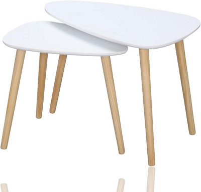 AAMEN Set of 2 Coffee Nesting Bedside Table - White