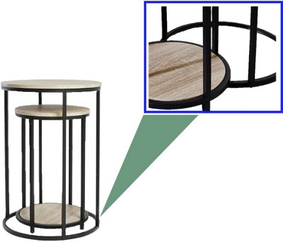 AAMEN Set Of 2 Round Table, Round Nesting Coffee Tables, Wood Nesting Table Set