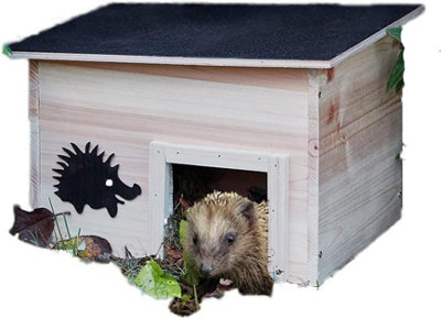 AAMEN Wooden Hedgehog House Garden, Predator-Proof Wooden House