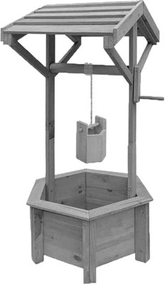 AAMEN Wooden Wishing Wells for Outdoors with Hanging Bucket, Flower Pot