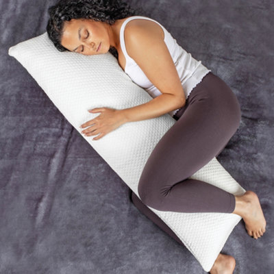 Aamira Bolster Long Full Body Cushion Pillow 120x40cm, Orthopaedic Shredded Memory Foam, Pregnancy & Side Sleepers