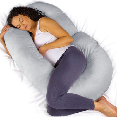 Aamira C Shaped Pregnancy Pillow Grey, 140x65x20cm Shredded Memory Foam ...