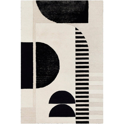 AANYA Hand-Tufted Modern Wool Black Area Rug 183 x274 cm
