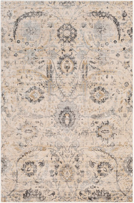 AARYA Vintage Traditional Oriental Boho Beige Area Rug 160 x 220 cm