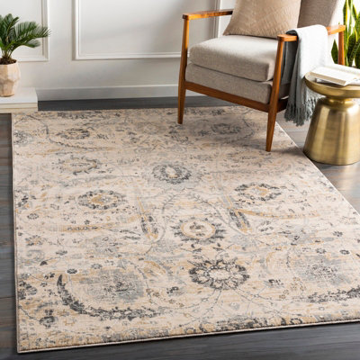AARYA Vintage Traditional Oriental Boho Beige Area Rug 160 x 220 cm