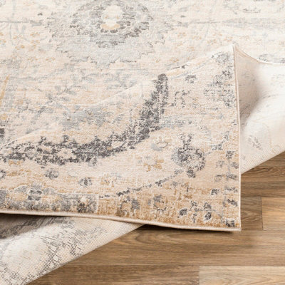 AARYA Vintage Traditional Oriental Boho Beige Area Rug 160 x 220 cm