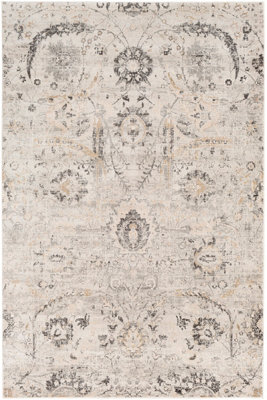 AARYA Vintage Traditional Oriental Boho Charcoal Area Rug 200 x 275 cm