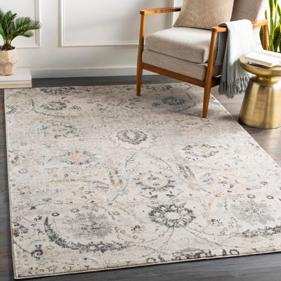 AARYA Vintage Traditional Oriental Boho Charcoal Area Rug 200 x 275 cm