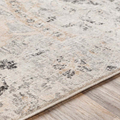AARYA Vintage Traditional Oriental Boho Charcoal Area Rug 200 x 275 cm